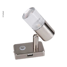 CARBEST LED Touch Spot USB-portilla, harjattua terästä ja lasia.